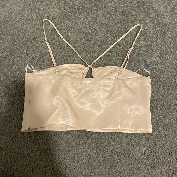 NWT Zara halter crop top in champagne color. Medium - Picture 2 of 3